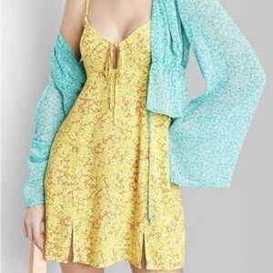 Wild Fable Floral Multicolor Spaghetti Strapped Front Tie Dress WORN ONCE